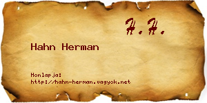 Hahn Herman névjegykártya